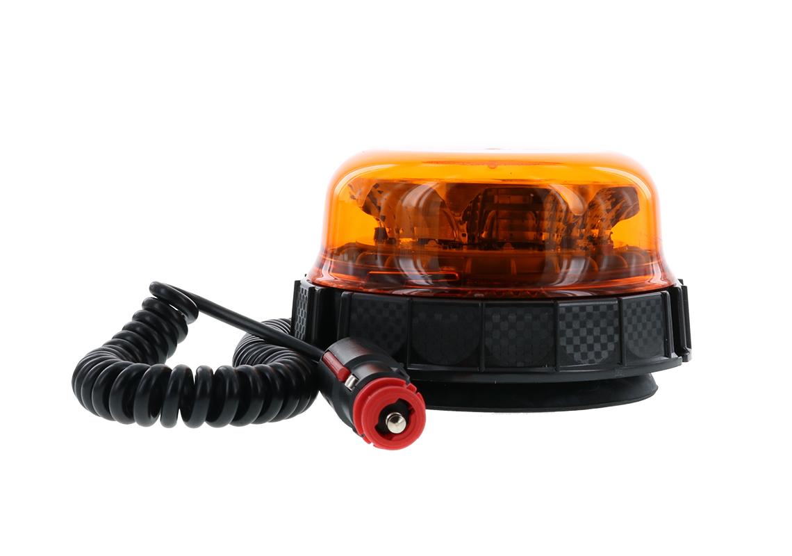 Gyrophare led PEGASUS magnetique 1 ventouse 3 fonctions (rotatif, flash, double flash), ambre